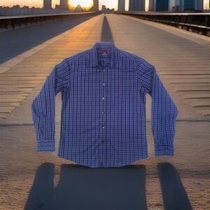 UNTUCKit Blue Plaid Wrinkle-Free Long Sleeve Button Down Shirt Mens Size M